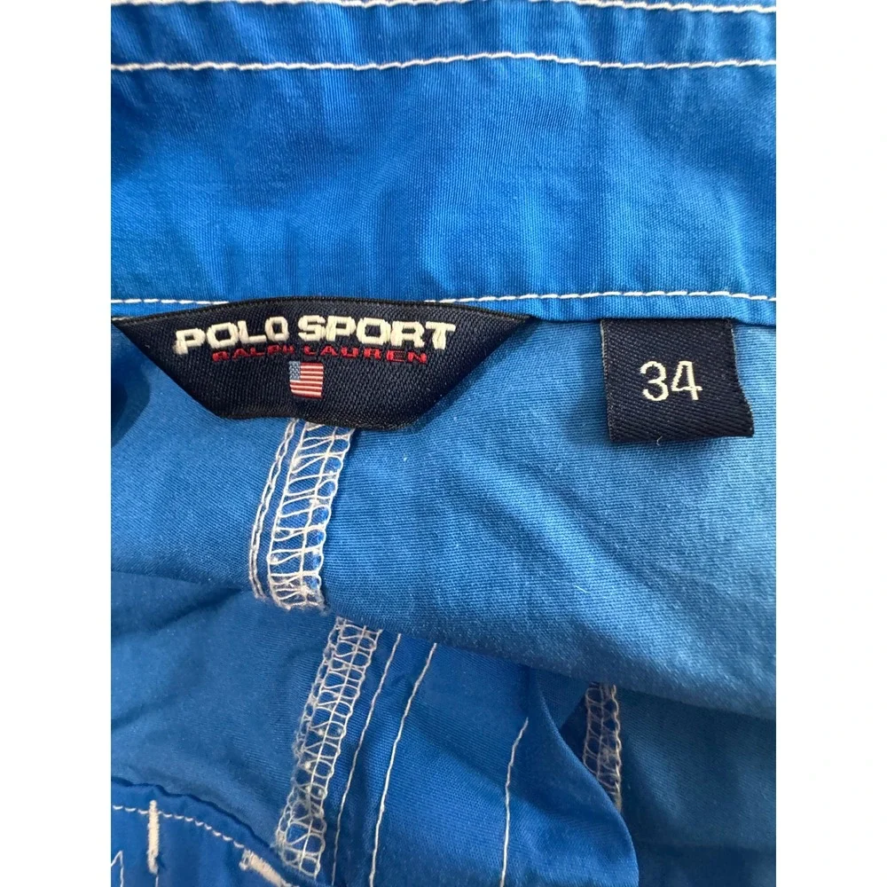 Polo Sport Swim Trunks Mens 34 Blue Colorblock Nylon Board Shorts EUC